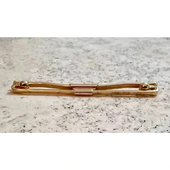Vintage Gold Scarf Holder Collar Bar‎ Tie Clip - Picture 5 of 8